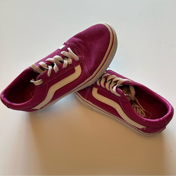 Vans Old Skool Women's Suede Lace up Sneakers in Fuchsia and White Size 7 - Picture 4 of 11